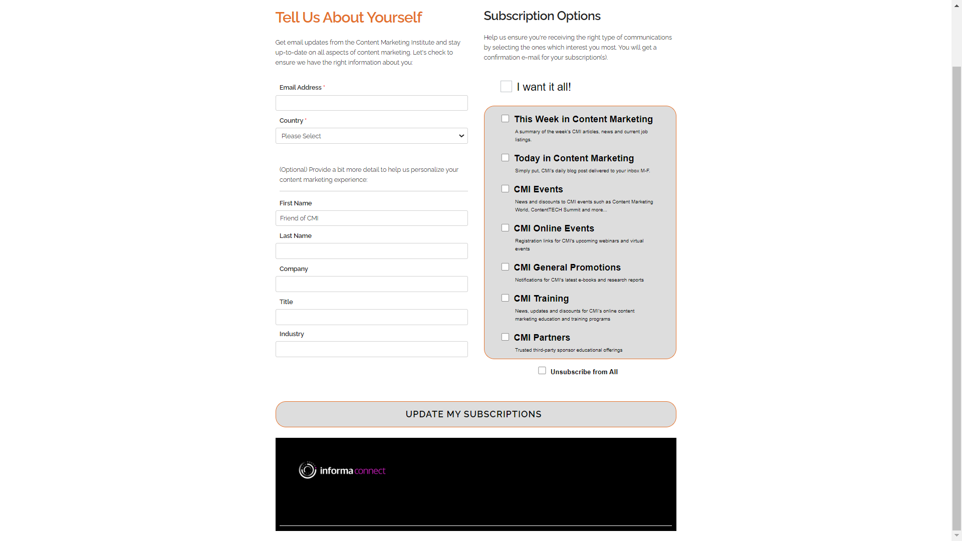 Content Marketing Institute Form