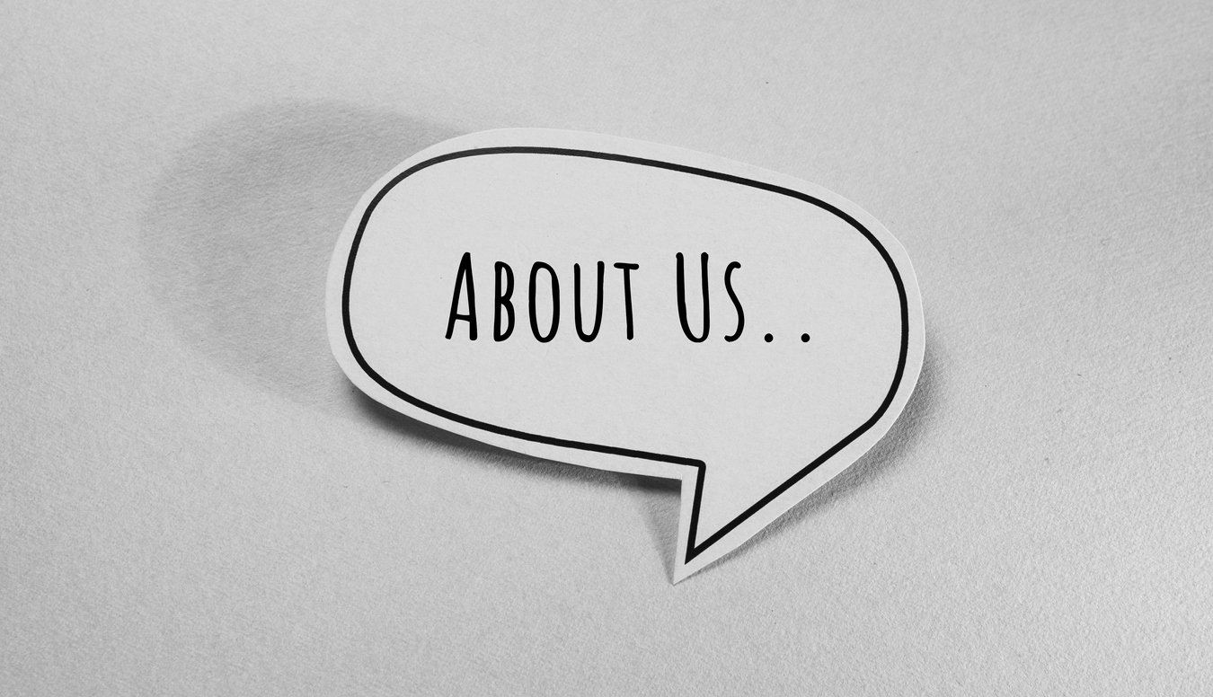 Speech bubble introduce the About Us page